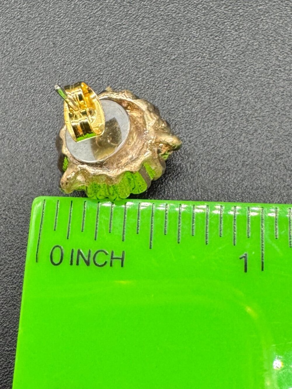 Gold Tone Stud Earrings Pierced Red and Clear Rhinestone - Picture 8 of 10